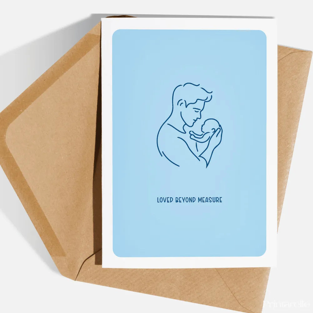 From the very first moment, there was a bond like no other. This exquisite line art illustration of a father gazing