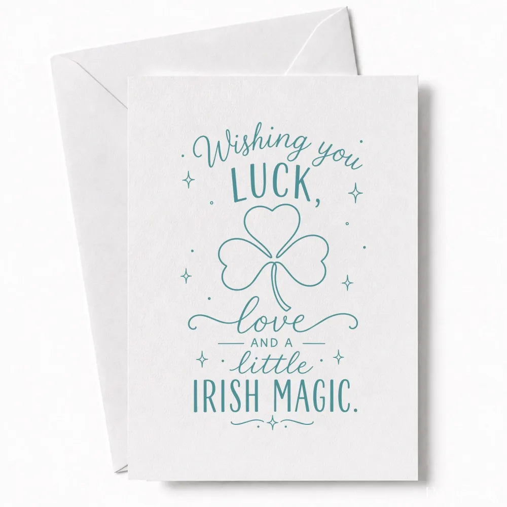 Handmade - Greeting Card - Irish Shamrock Wedding Card – Luck Love Irish Magic | Ireland