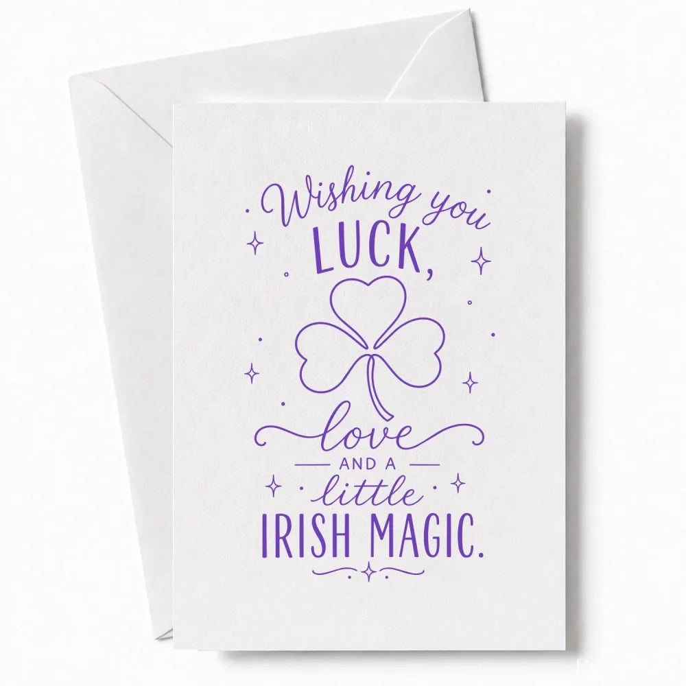 Handmade - Greeting Card - Irish Shamrock Wedding Card – Luck Love Irish Magic | Ireland