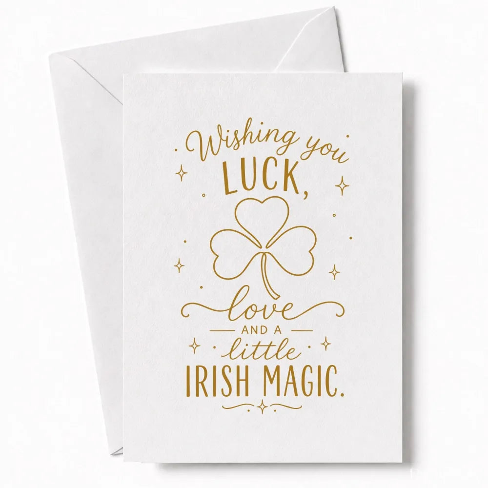 Handmade - Greeting Card - Irish Shamrock Wedding Card – Luck Love Irish Magic | Ireland