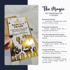 Santa’s Train Gold Foil Christmas Ticket – Handmade Gift