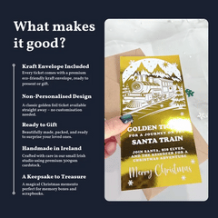 Santa Train Golden Foil Ticket – Unique Christmas Keepsake