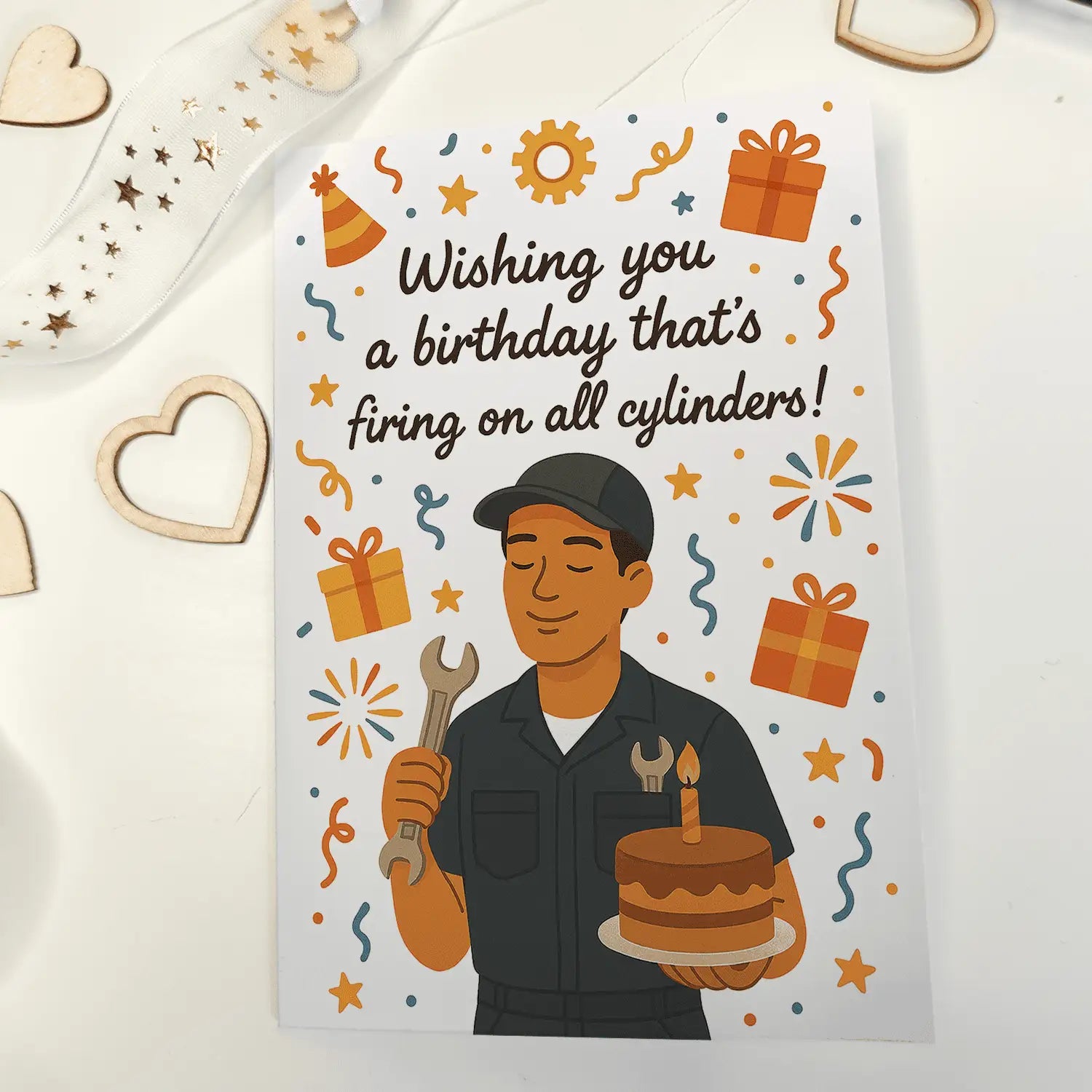 Mechanic Birthday Card – Car Lover Greeting - Greeting Card
