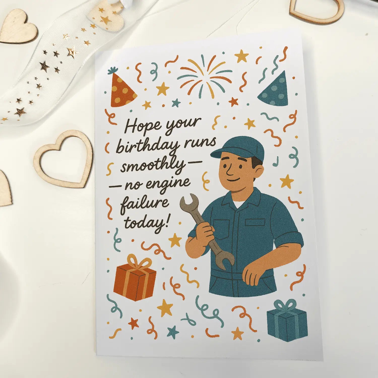 Mechanic Happy Birthday Card | Cute Illustrated Card - Greeting Card