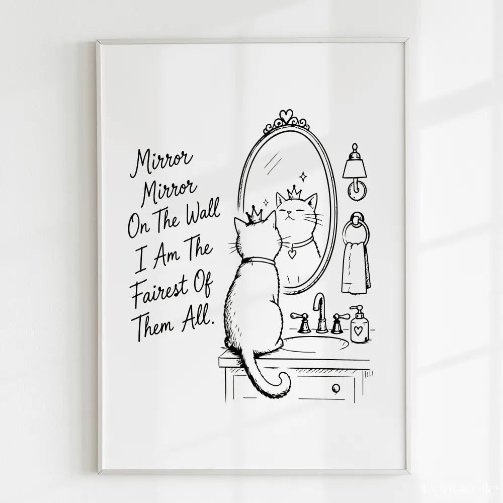 Handmade - Print - Mirror Mirror Fairest of Them All Cat Wall Print | Ireland
