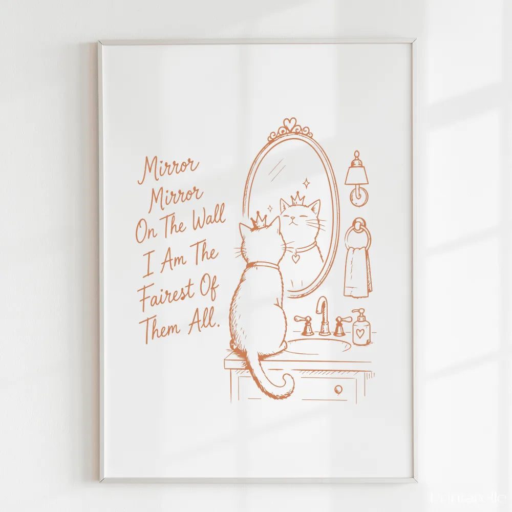 Handmade - Print - Mirror Mirror Fairest of Them All Cat Wall Print | Ireland