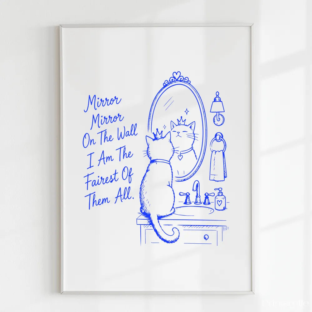Handmade - Print - Mirror Mirror Fairest of Them All Cat Wall Print | Ireland