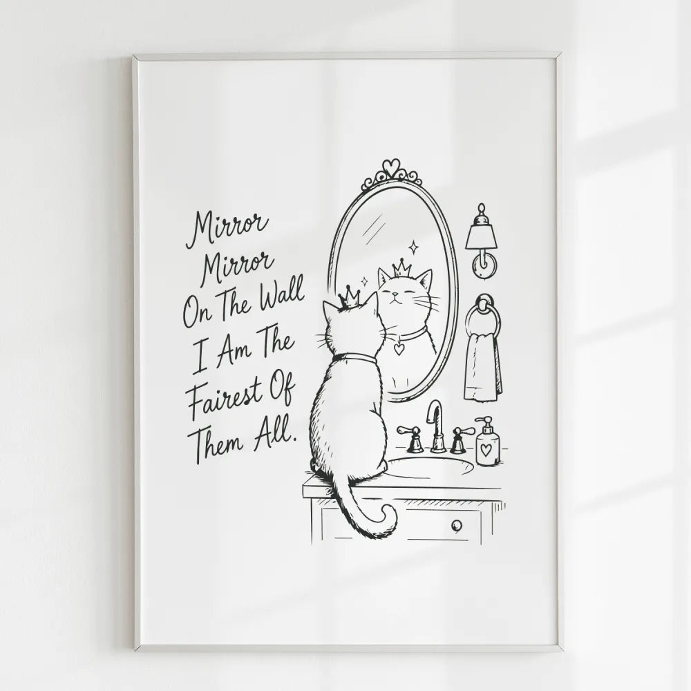 Handmade - Print - Mirror Mirror Fairest of Them All Cat Wall Print | Ireland