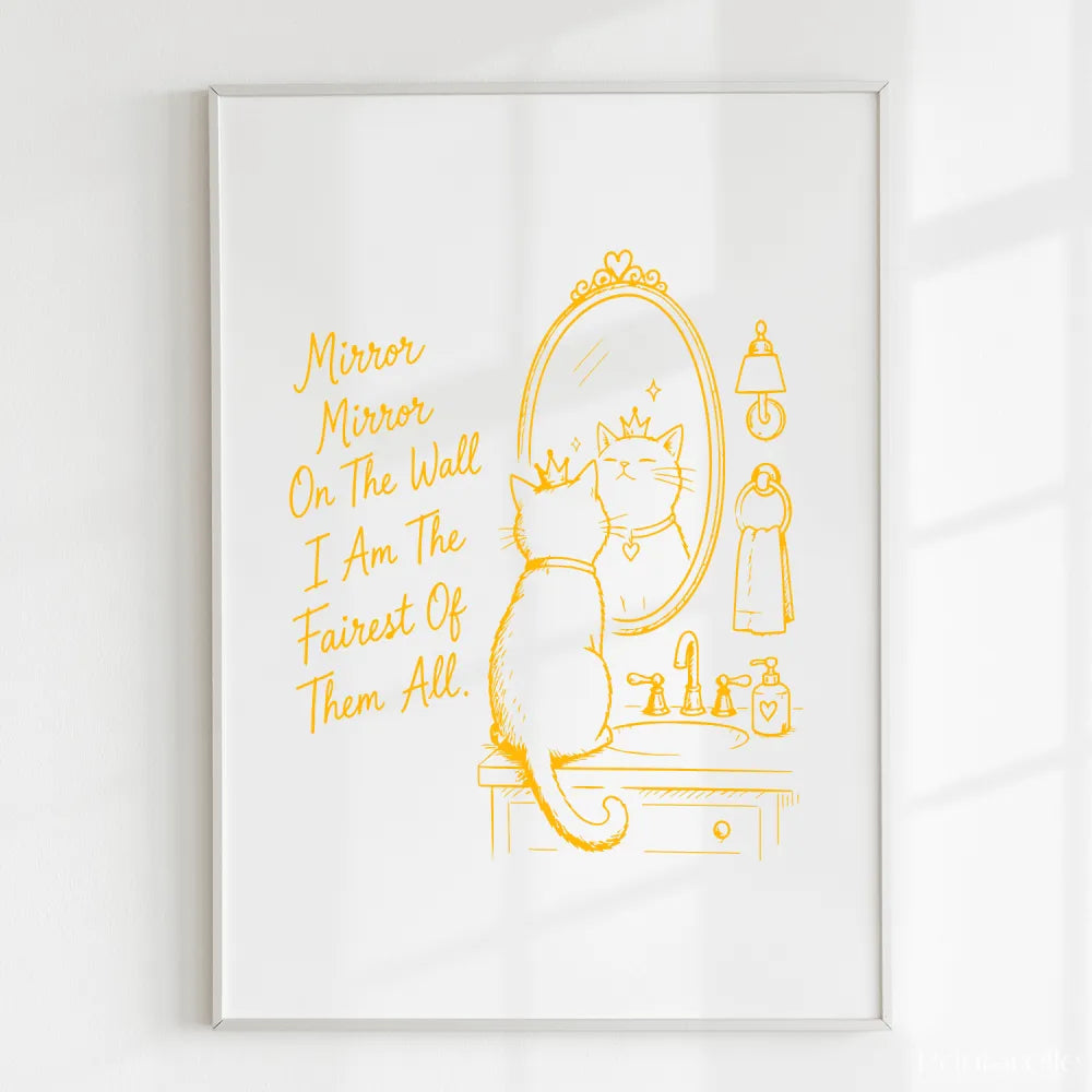 Handmade - Print - Mirror Mirror Fairest of Them All Cat Wall Print | Ireland