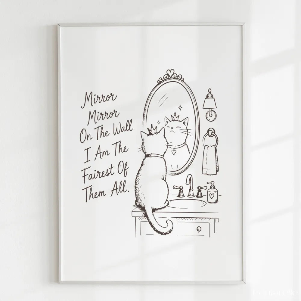 Handmade - Print - Mirror Mirror Fairest of Them All Cat Wall Print | Ireland