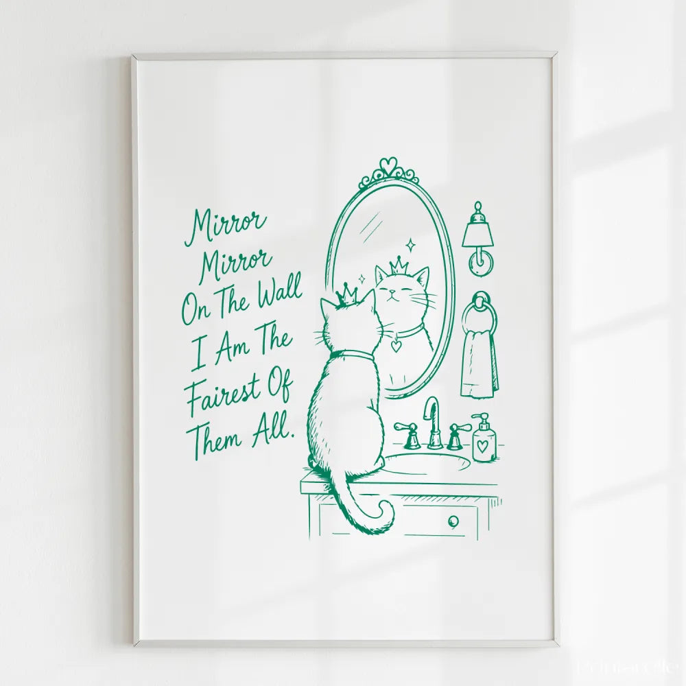 Handmade - Print - Mirror Mirror Fairest of Them All Cat Wall Print | Ireland