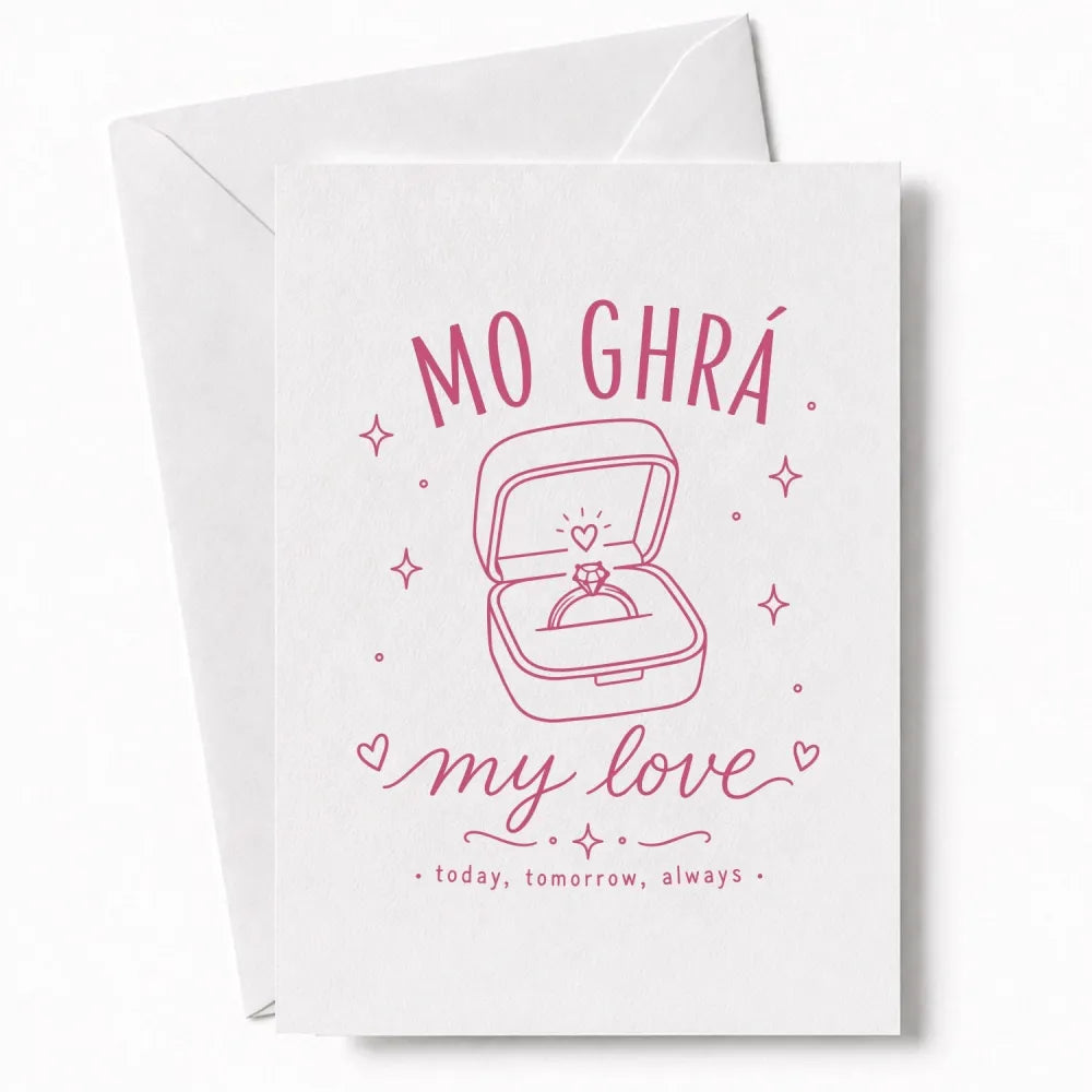 Handmade - Greeting Card - Irish My Love Wedding Card – Mo Ghrá Ring Box | Ireland