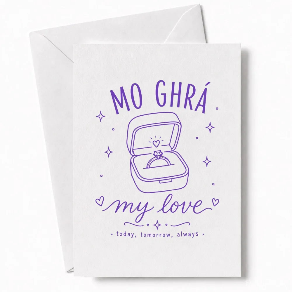 Handmade - Greeting Card - Irish My Love Wedding Card – Mo Ghrá Ring Box | Ireland