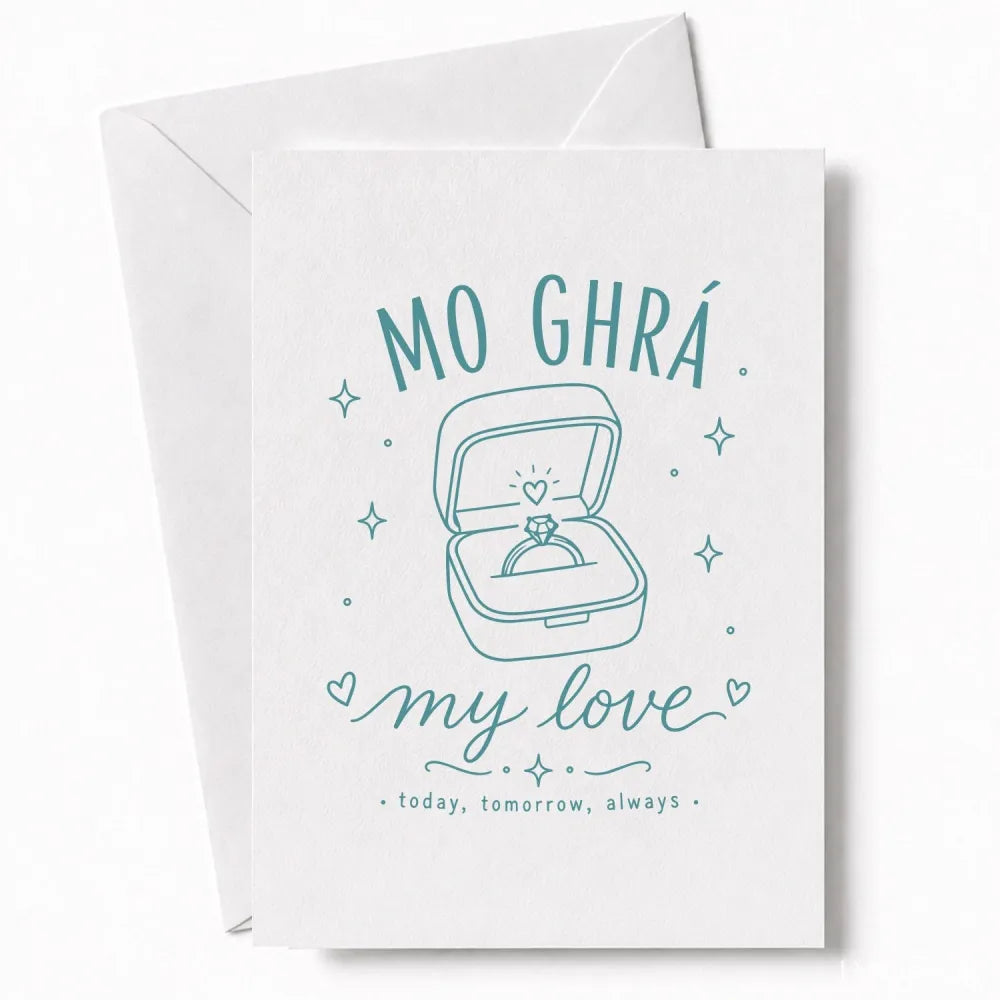 Handmade - Greeting Card - Irish My Love Wedding Card – Mo Ghrá Ring Box | Ireland