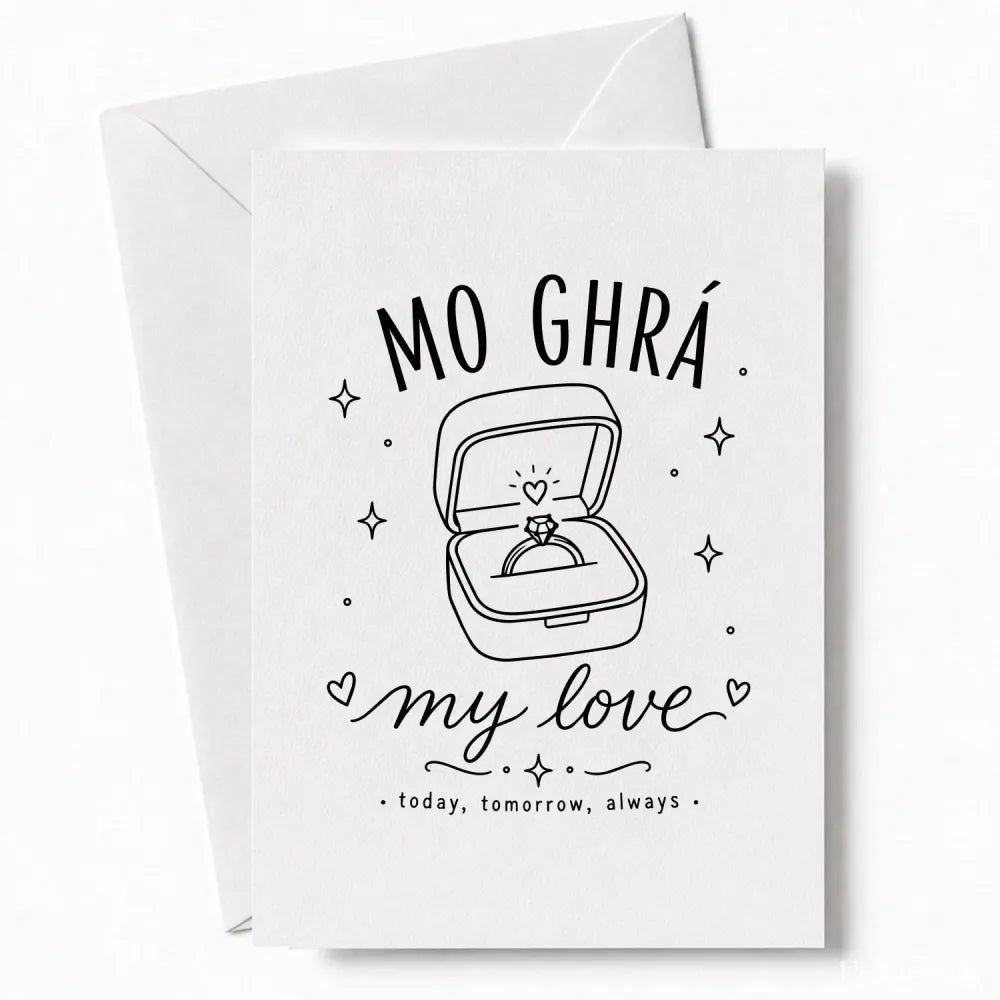 Handmade - Greeting Card - Irish My Love Wedding Card – Mo Ghrá Ring Box | Ireland