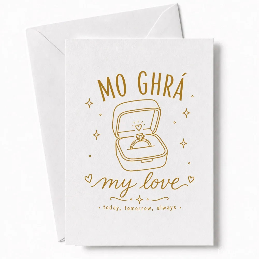 Handmade - Greeting Card - Irish My Love Wedding Card – Mo Ghrá Ring Box | Ireland