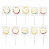 Personalized monogram wreath lollipop favours in assorted colors with gold foil stickers perfect for wedding favours