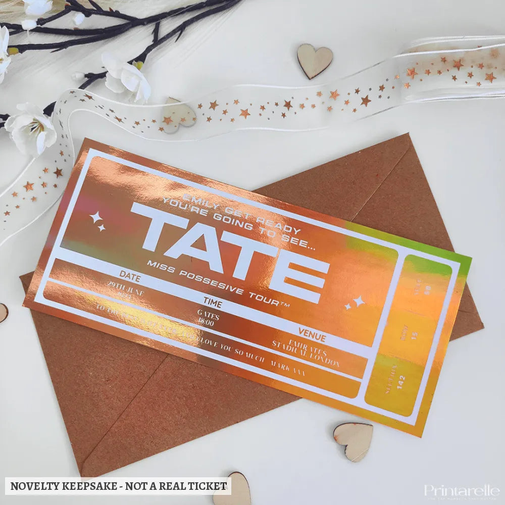 Music Artist Ticket – Custom Concert Gift - foil concert ticket, metallic foil, custom foil, personalized foil tickets,