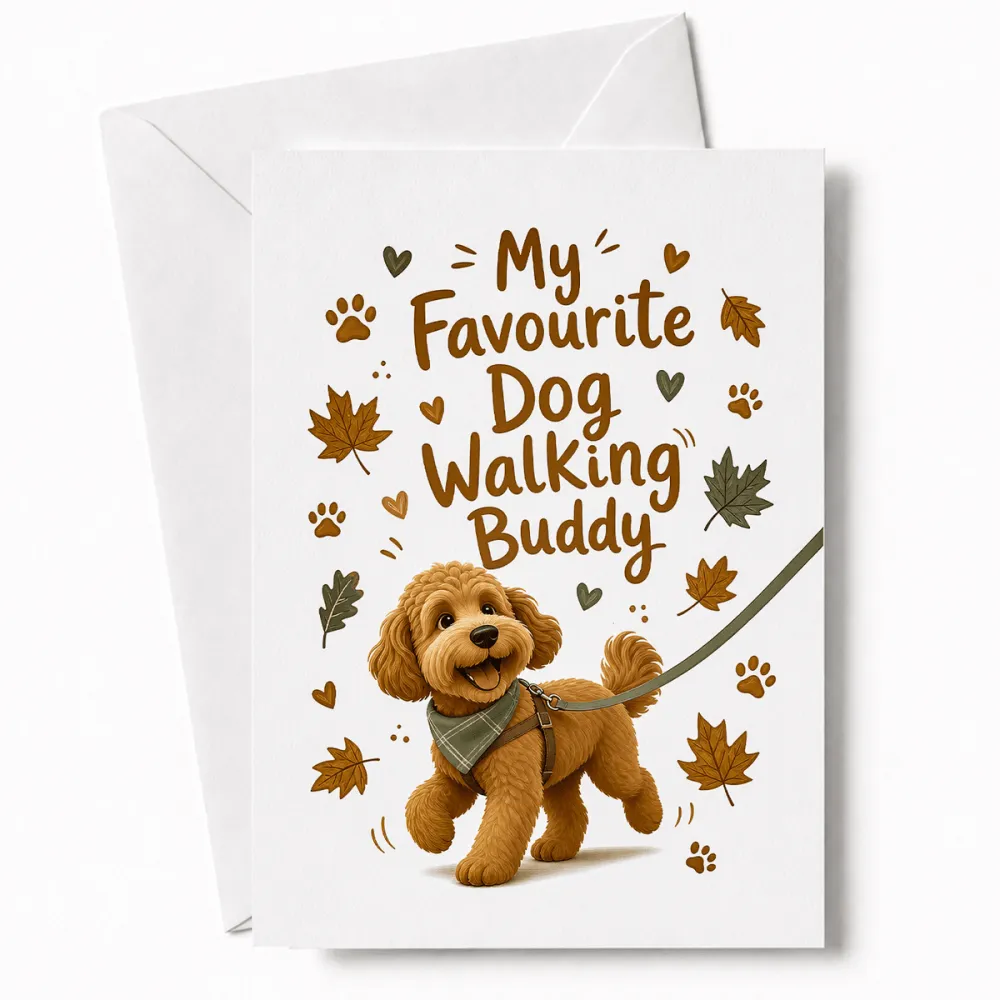 Handmade Greeting Card | Printarelle | For the dad at the other end of the lead. This playful cartoon design features