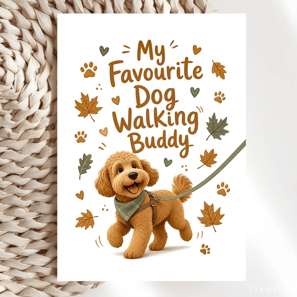 Handmade Greeting Card | Printarelle | For the dad at the other end of the lead. This playful cartoon design features