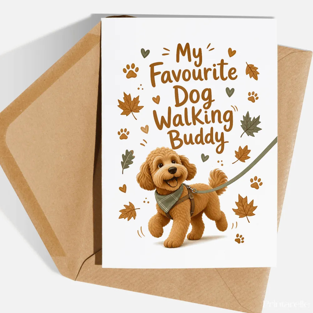 Handmade Greeting Card | Printarelle | For the dad at the other end of the lead. This playful cartoon design features