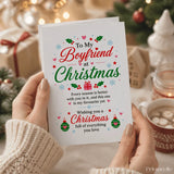 White boyfriend christmas card with festive red and green design featuring elegant script on 300gsm card
