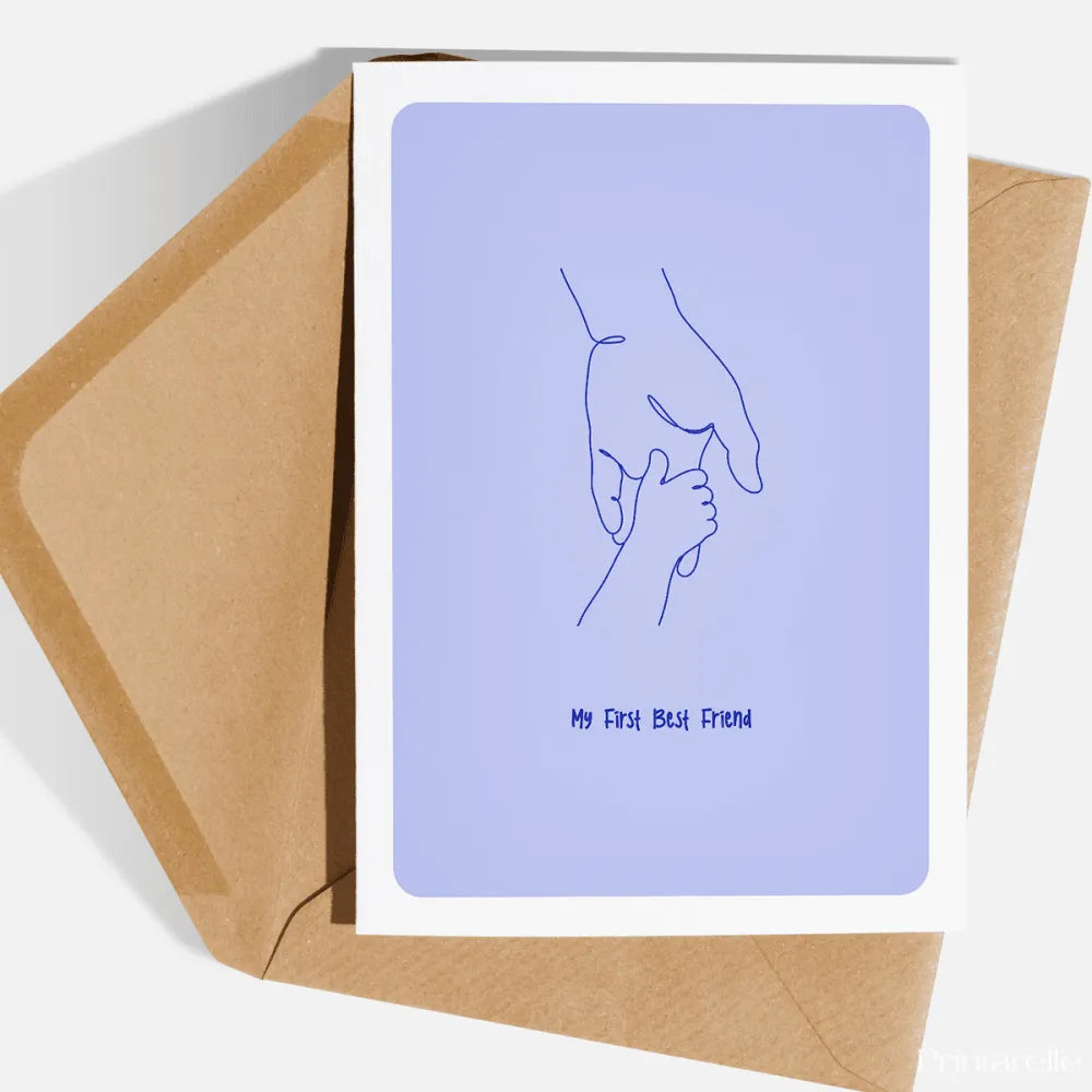 The tiniest hand reaching for the biggest one. This beautifully simple line art illustration of a large adult hand