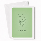 The tiniest hand reaching for the biggest one. This beautifully simple line art illustration of a large adult hand
