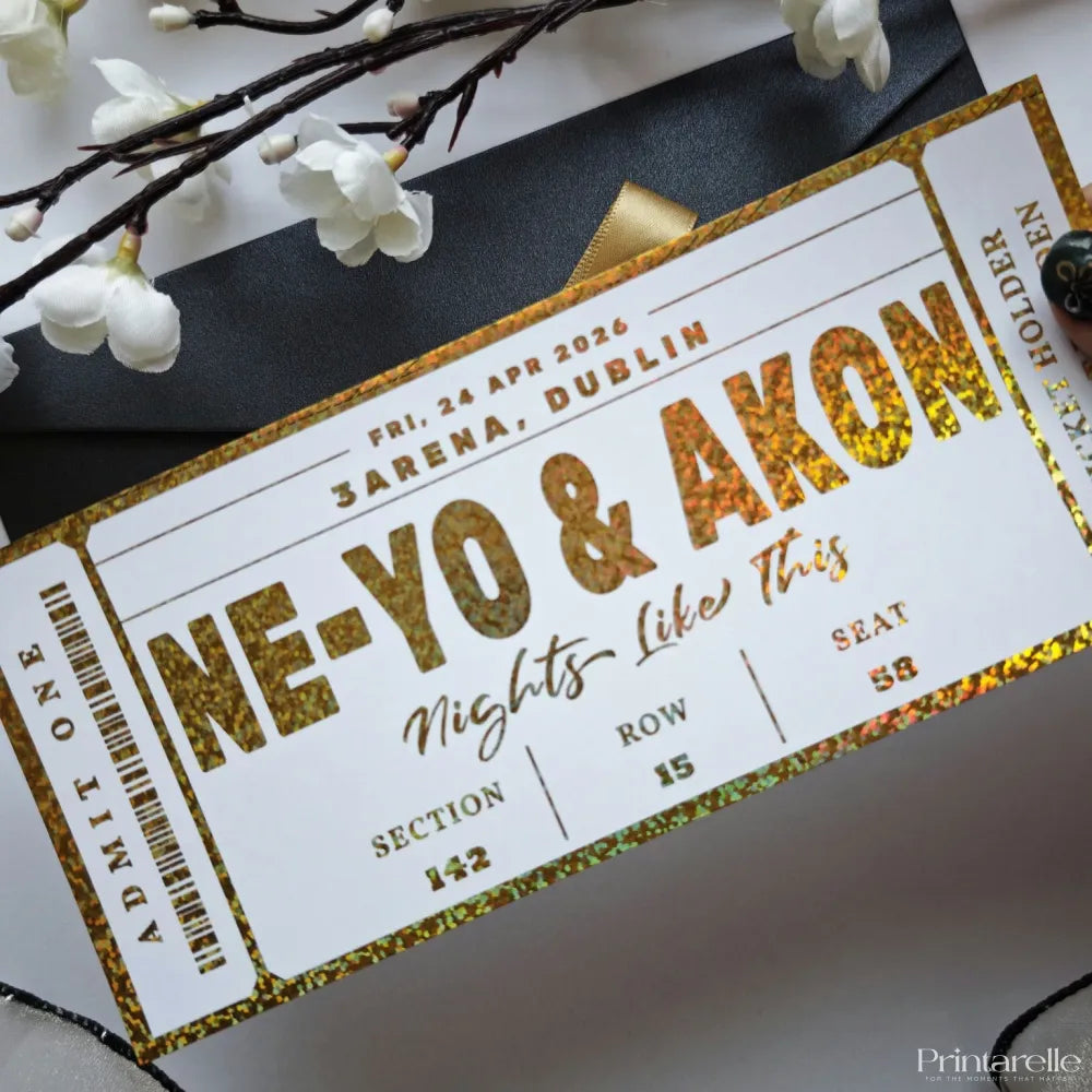 Ne-Yo & Akon Foil Ticket | Personalised Concert Keepsake - Foil Ticket - Printarelle