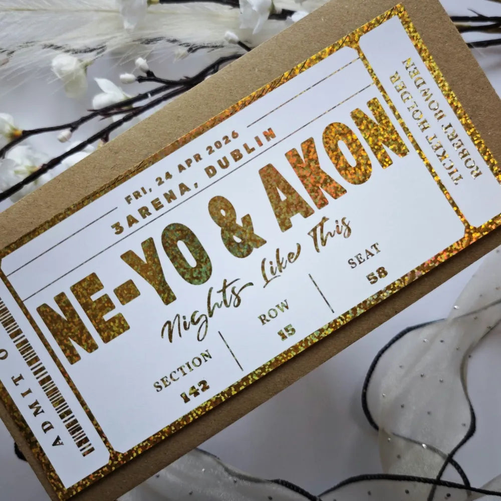 Ne-Yo & Akon Foil Ticket | Personalised Concert Keepsake - Foil Ticket - Printarelle
