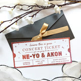 Ne-Yo & Akon Foil Ticket | Personalised Concert Keepsake - Foil Ticket - Printarelle