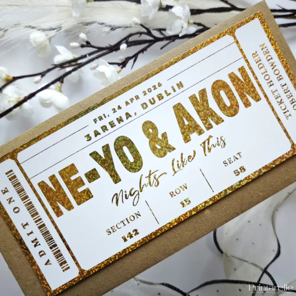 Ne-Yo & Akon Foil Ticket | Personalised Concert Keepsake - Rose Gold / Variation 1 Foil Ticket - Printarelle