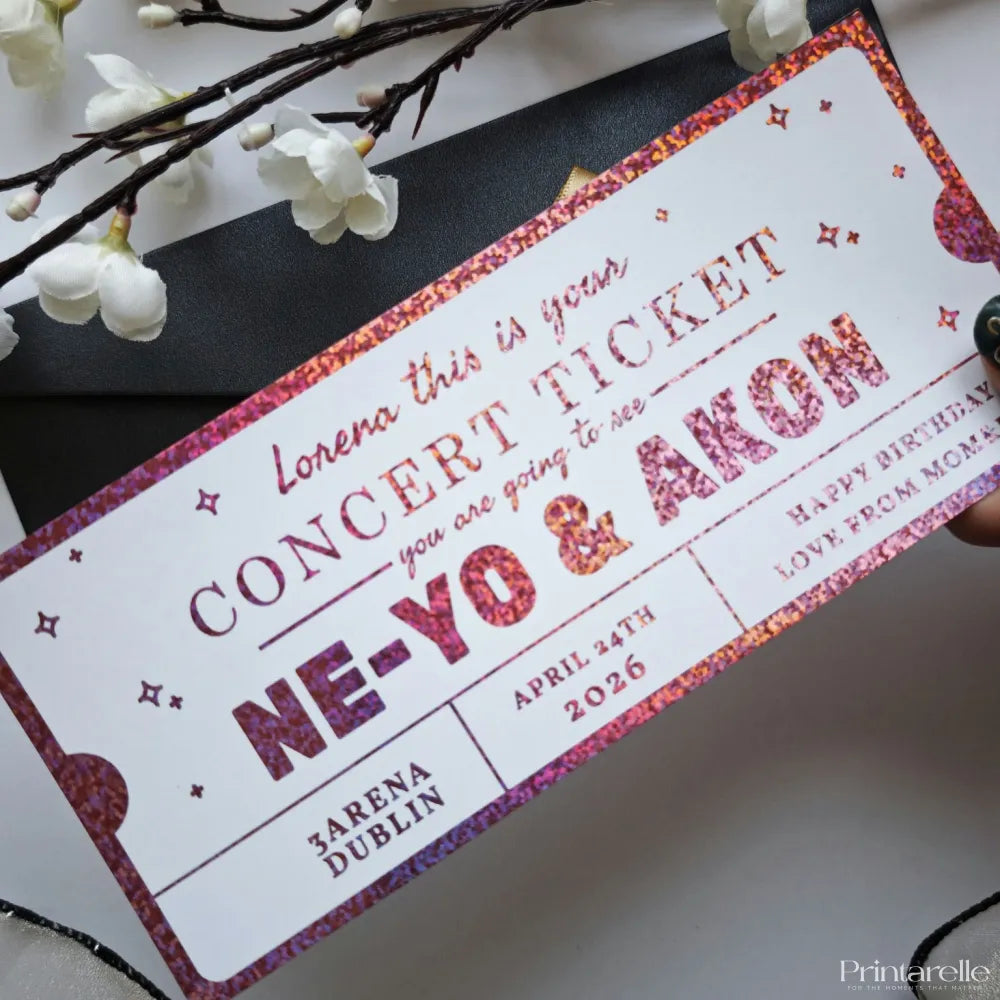 Ne-Yo & Akon Foil Ticket | Personalised Concert Keepsake - Rose Gold / Variation 2 Foil Ticket - Printarelle