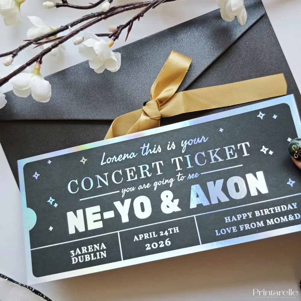 Ne-Yo & Akon Foil Ticket | Personalised Concert Reveal - Foil Ticket - Printarelle