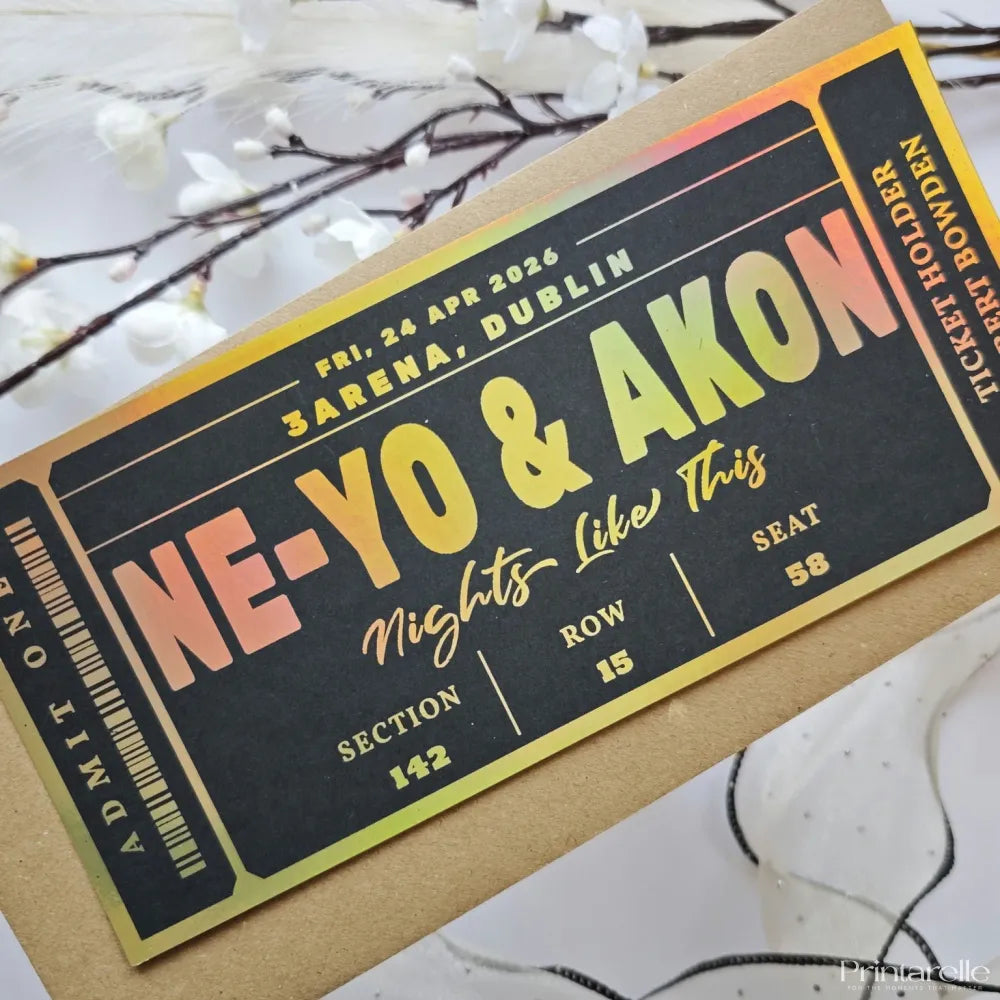 Ne-Yo & Akon Foil Ticket | Personalised Concert Reveal - Foil Ticket - Printarelle