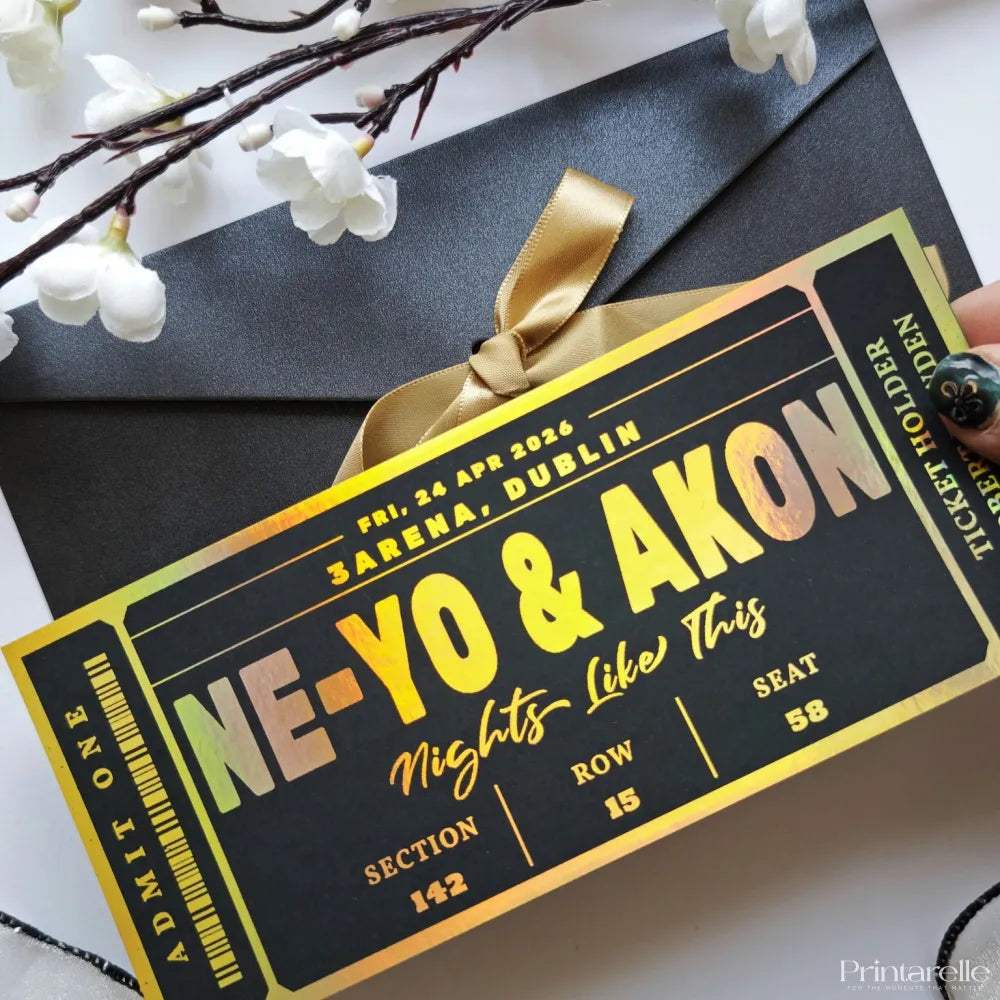 Ne-Yo & Akon Foil Ticket | Personalised Concert Reveal - Foil Ticket - Printarelle