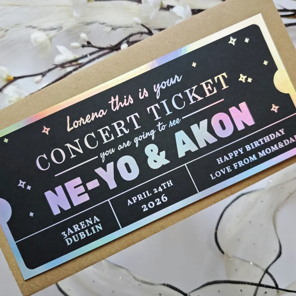 Ne-Yo & Akon Foil Ticket | Personalised Concert Reveal - Foil Ticket - Printarelle