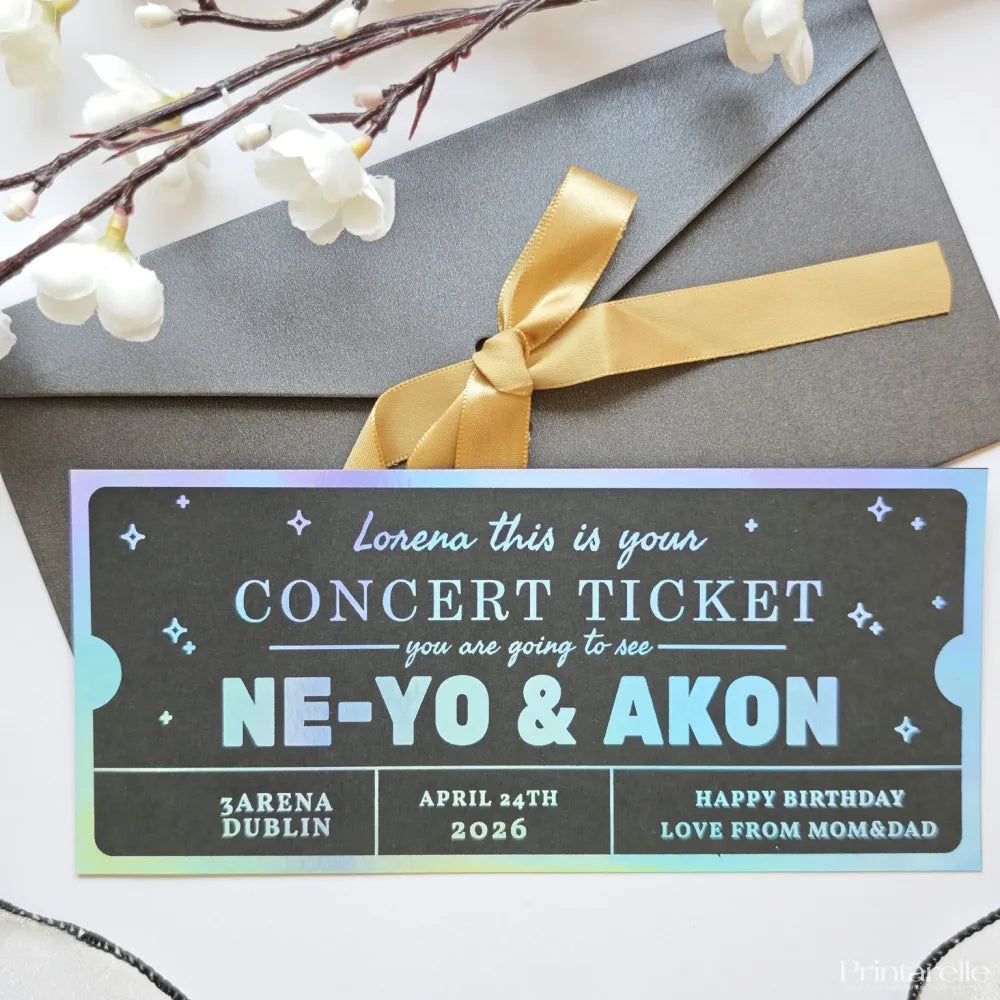 Ne-Yo & Akon Foil Ticket | Personalised Concert Reveal - Rose Gold / Variation 2 Foil Ticket - Printarelle