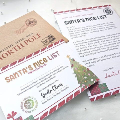 Santa’s Nice List Letter from Santa | Official Certificate Set