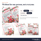 North pole post elf arrival and goodbye letters with red-hatted elf designs printed on white festive paper