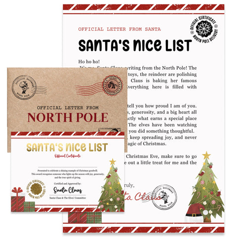 Santa’s Nice List Letter from Santa | Official Certificate Set