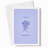 On Your Wedding Day | Bridal Bouquet Wedding Card - wedding day, bridal bouquet, illustrated bridal bouquet, satin