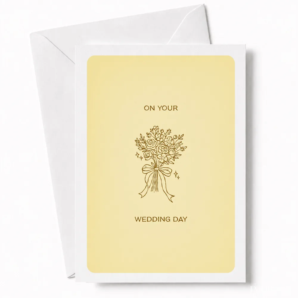 On Your Wedding Day | Bridal Bouquet Wedding Card - wedding day, bridal bouquet, illustrated bridal bouquet, satin