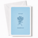 On Your Wedding Day | Bridal Bouquet Wedding Card - wedding day, bridal bouquet, illustrated bridal bouquet, satin