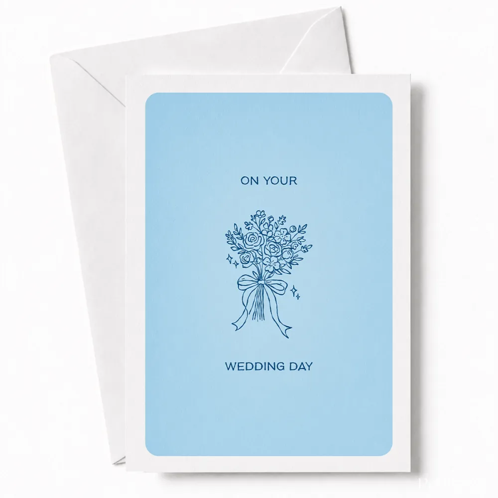 On Your Wedding Day | Bridal Bouquet Wedding Card - wedding day, bridal bouquet, illustrated bridal bouquet, satin