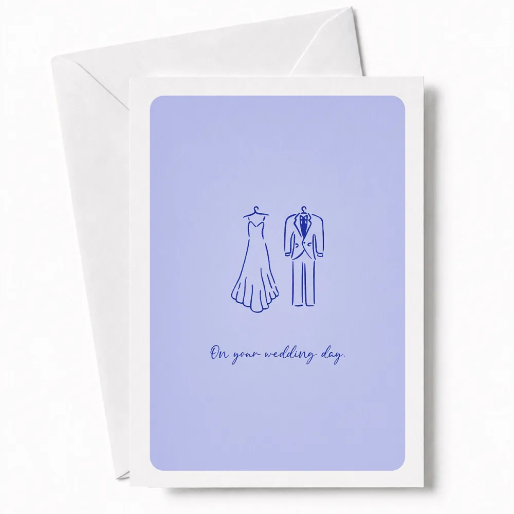 On Your Wedding Day | Wedding Dress & Suit Card - wedding day, illustrated bridal gown, illustrated bridal, bridal