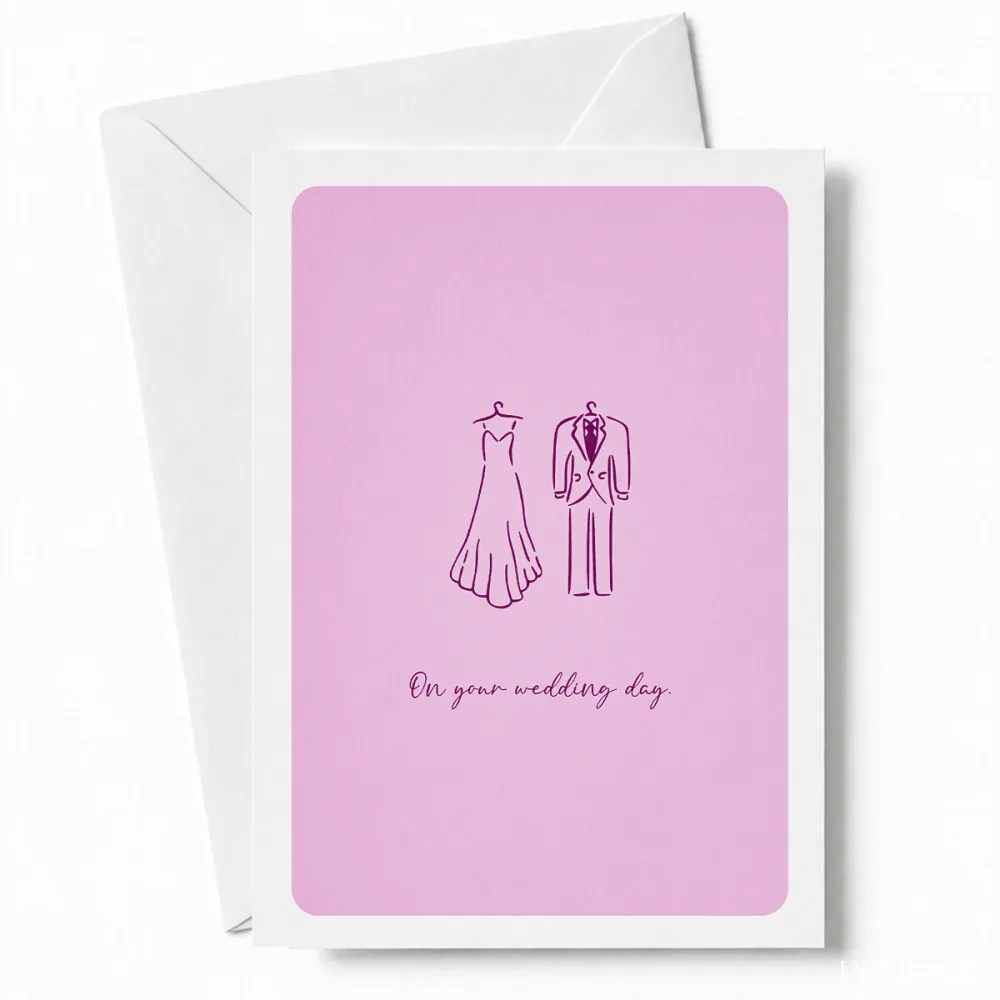 On Your Wedding Day | Wedding Dress & Suit Card - wedding day, illustrated bridal gown, illustrated bridal, bridal