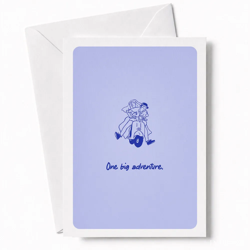 One Big Adventure | Fun Wedding Day Greeting Card - big adventure, wedding day, fun wedding, fun wedding card, vintage
