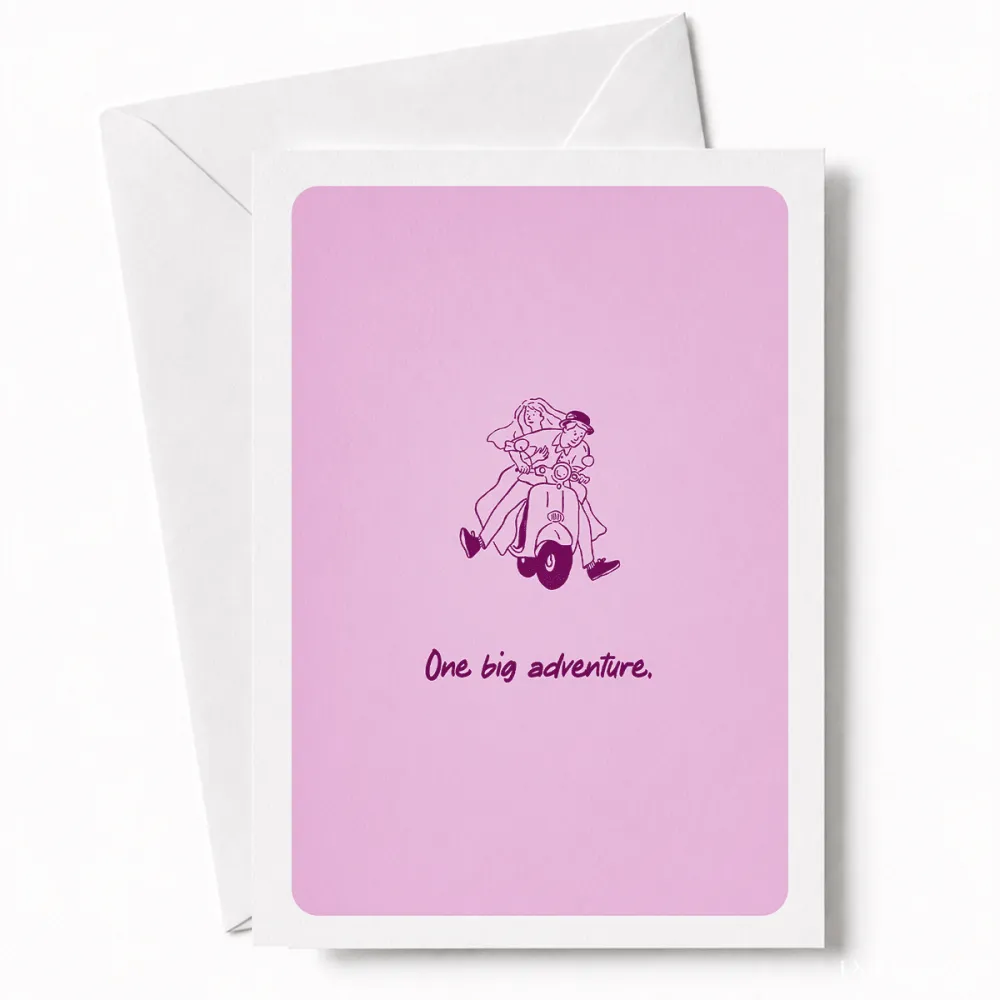 One Big Adventure | Fun Wedding Day Greeting Card - big adventure, wedding day, fun wedding, fun wedding card, vintage