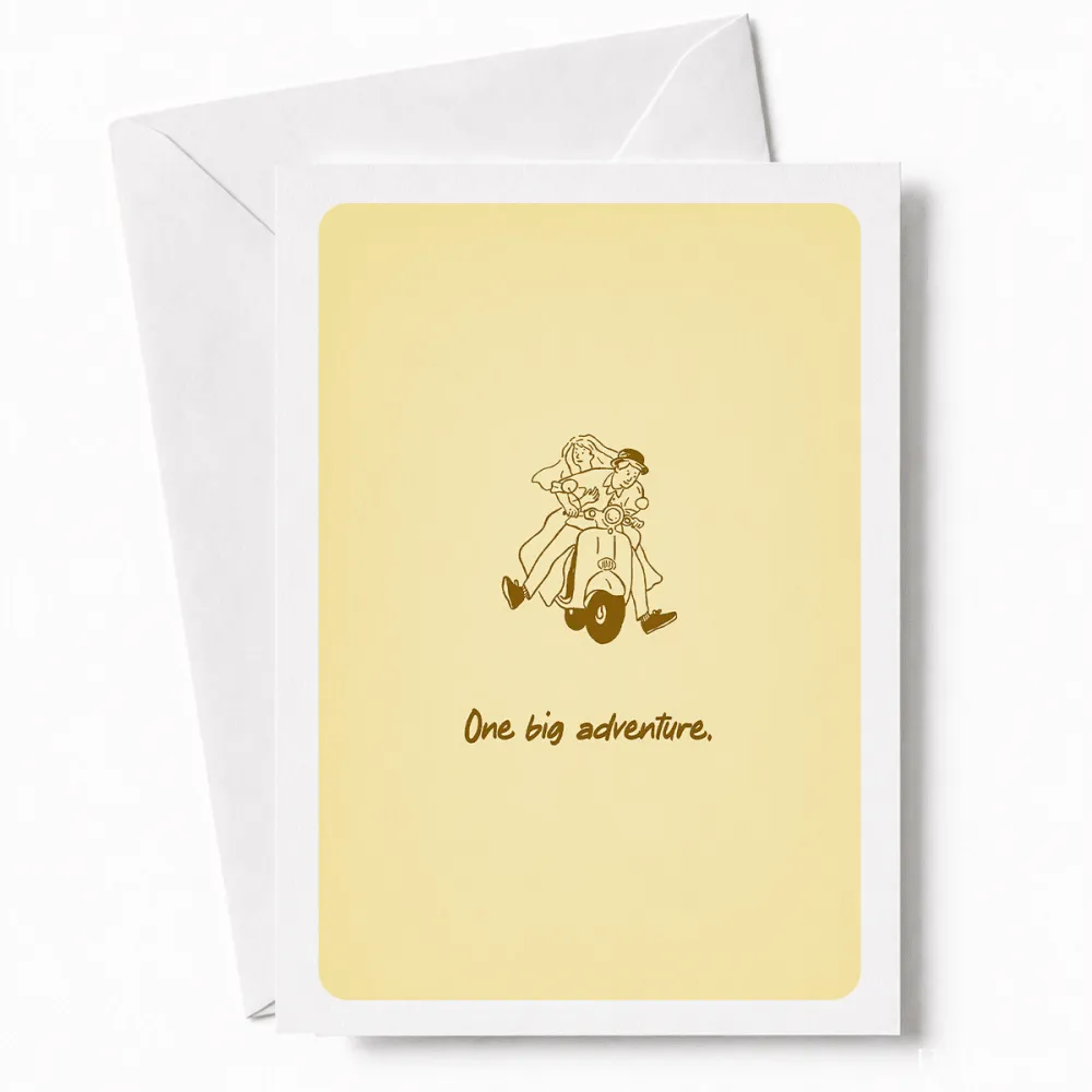 One Big Adventure | Fun Wedding Day Greeting Card - big adventure, wedding day, fun wedding, fun wedding card, vintage
